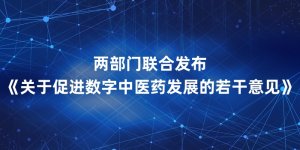 两部门联合发布《关于促进数字中医药发展的若干意见》