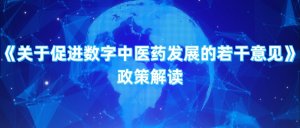 《关于促进数字中医药发展的若干意见》政策解读
